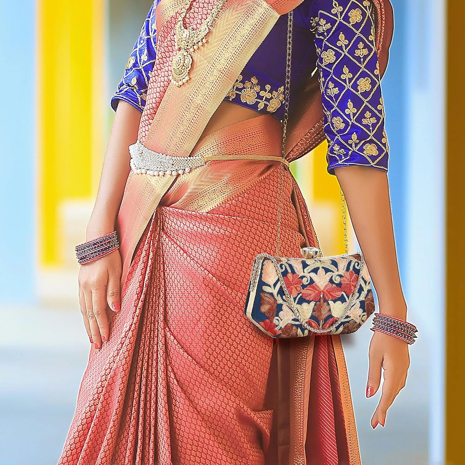 Embroidery Wedding/Party Bridal Type Sling/Clutch Bag