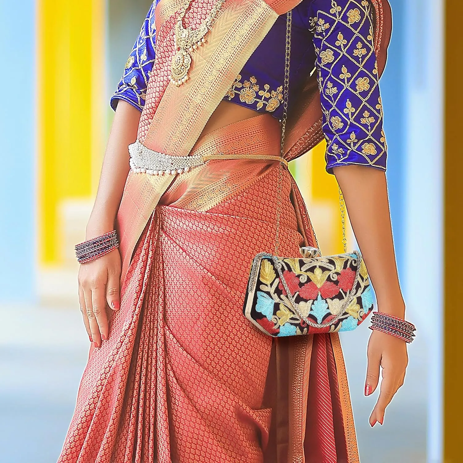 Embroidery Wedding/Party Bridal Type Sling/Clutch Bag