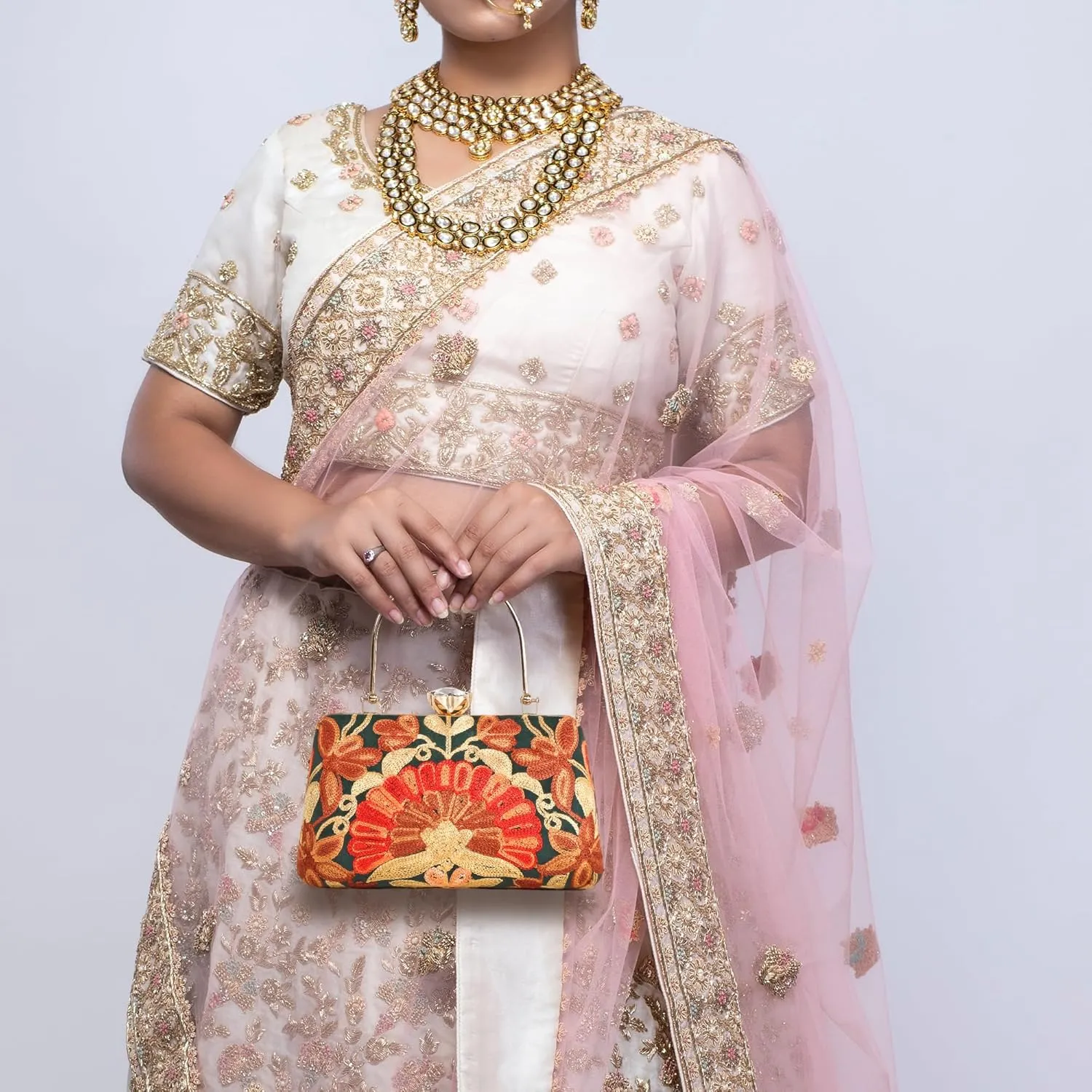 Embroidery Wedding/Party Bridal Type Sling/Clutch Bag