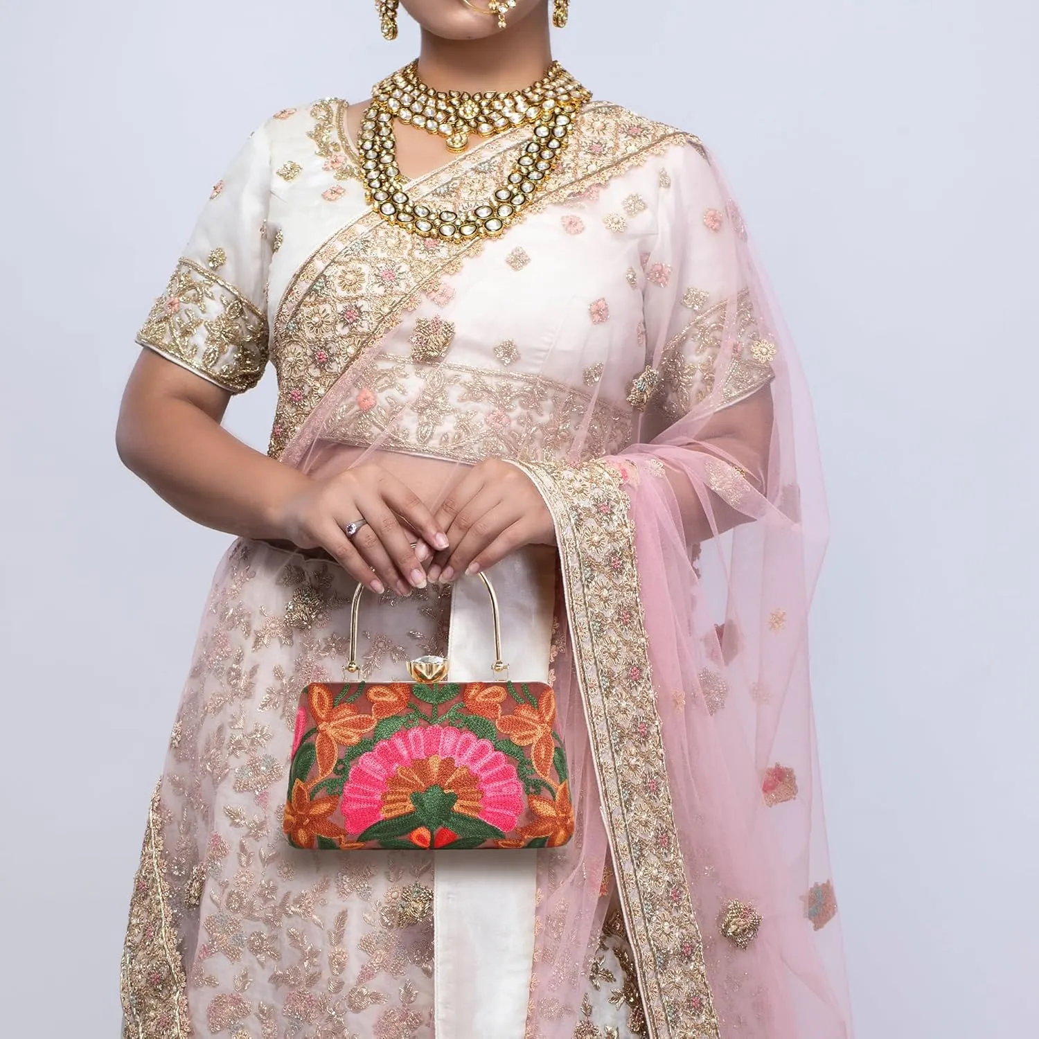 Embroidery Wedding/Party Bridal Type Sling/Clutch Bag