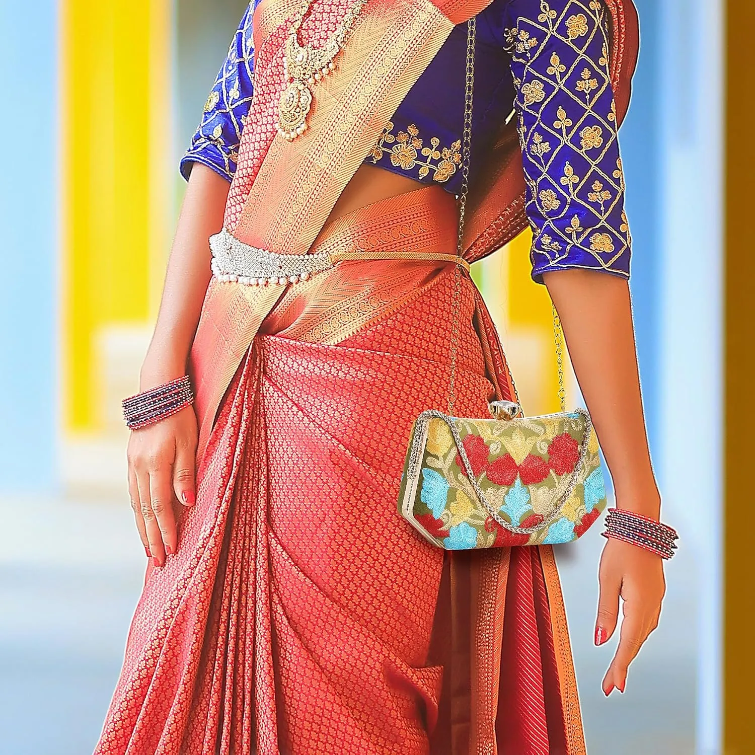 Embroidery Wedding/Party Bridal Type Sling/Clutch Bag