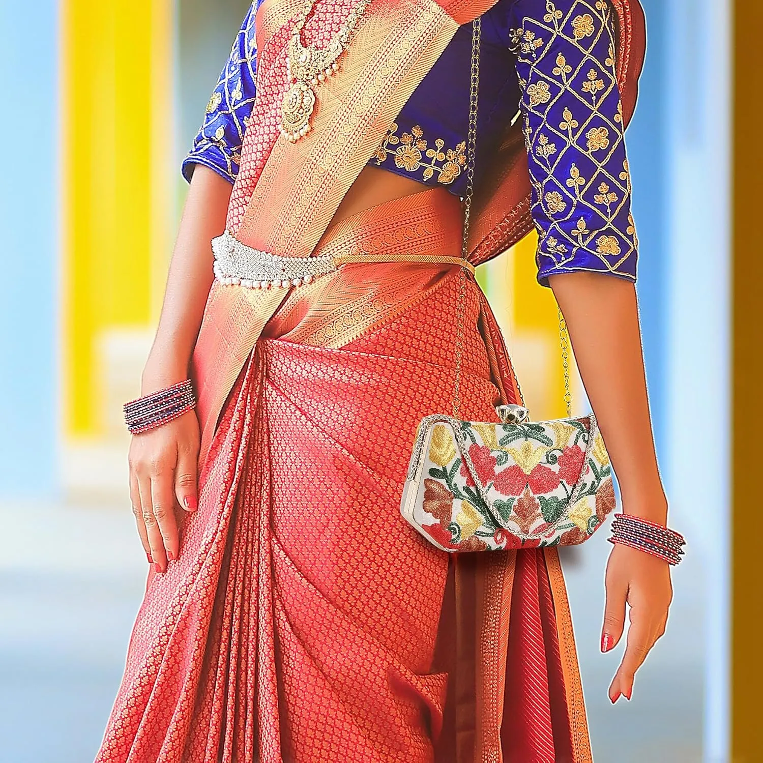Embroidery Wedding/Party Bridal Type Sling/Clutch Bag