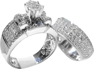 Engagement Ring Sets Silver Promise Couples Band Rings Cubic Zirconia Round Cut Wedding Anniversary Rings Bridal