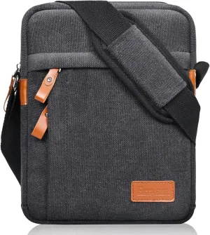 ESTARER Small Messenger Bag for Men, Mini Canvas Shoulder BagWater-Resistant Causal Crossbody Bag for 8-10 inTabletDark Gray