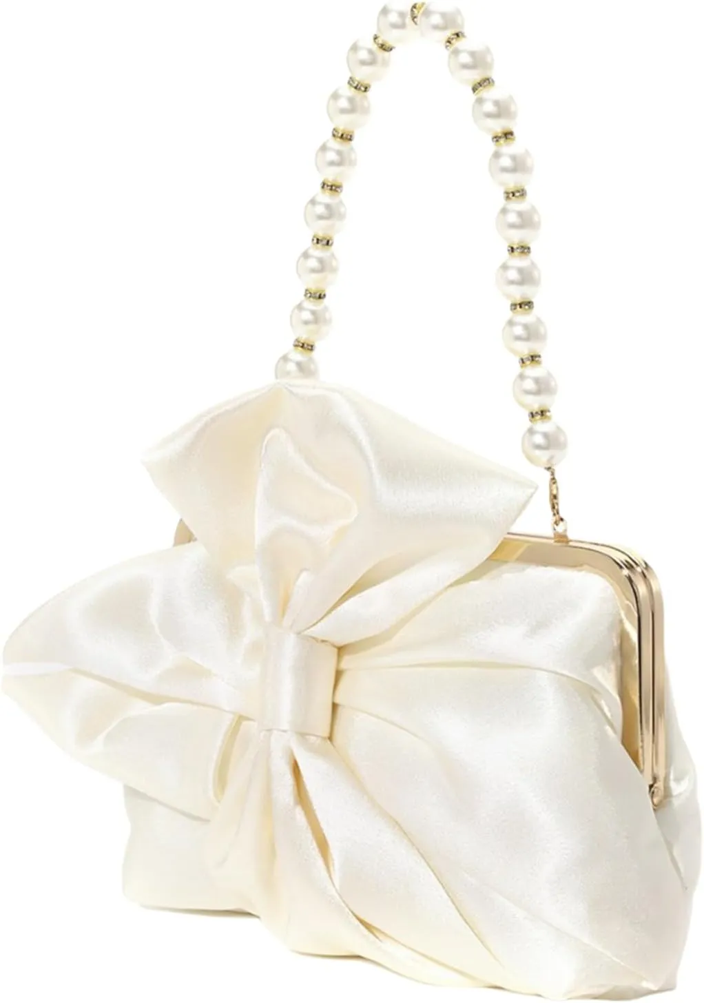 Evening BagsWomen Evening Clutches Bag Sweet Bows Clutches Purse Evening Handbag Pearls Handle Wedding Bag Evening Bag for Party