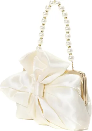 Evening BagsWomen Evening Clutches Bag Sweet Bows Clutches Purse Evening Handbag Pearls Handle Wedding Bag Evening Bag for Party