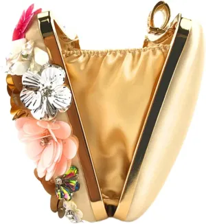 Evening Clutch Bag Floral Beaded Purse Women's Chain Handbag for Parties Events