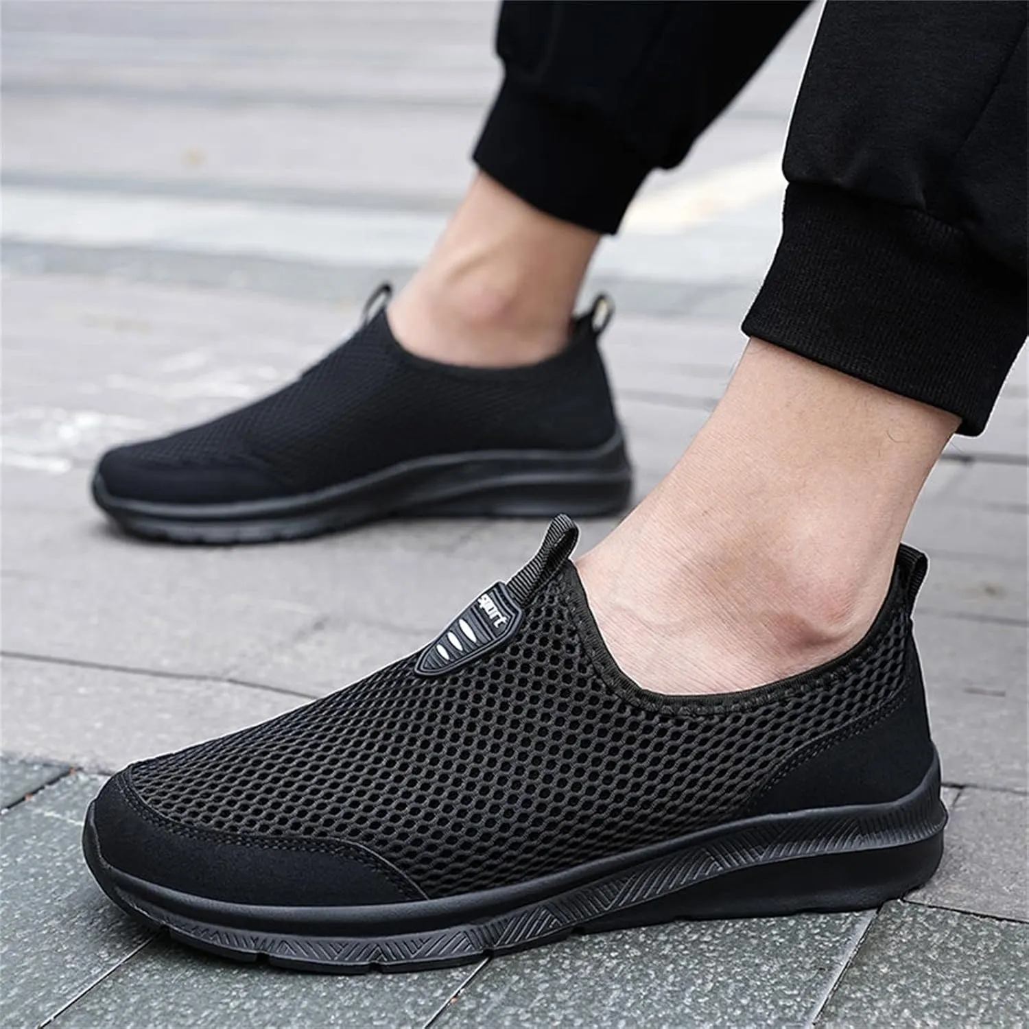 Fashion Summer Men Breathable Mesh Shallow Lace Up Casual Shoes Mens Classic Leather Sneaker