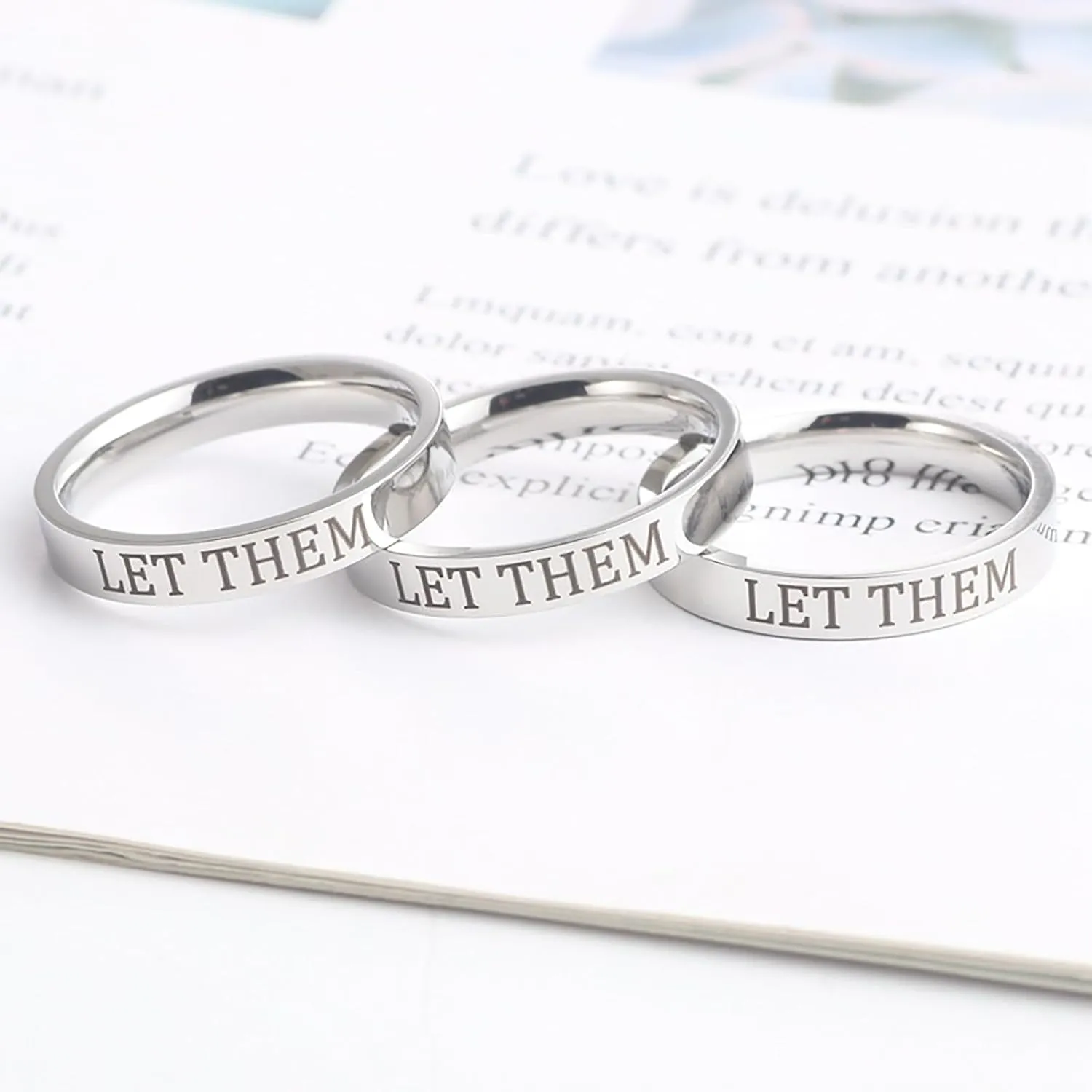 FashionStainless Steel Wedding Bands for Women,Chunky Stackable Ring Silver Statement Promise Jewelry Ring