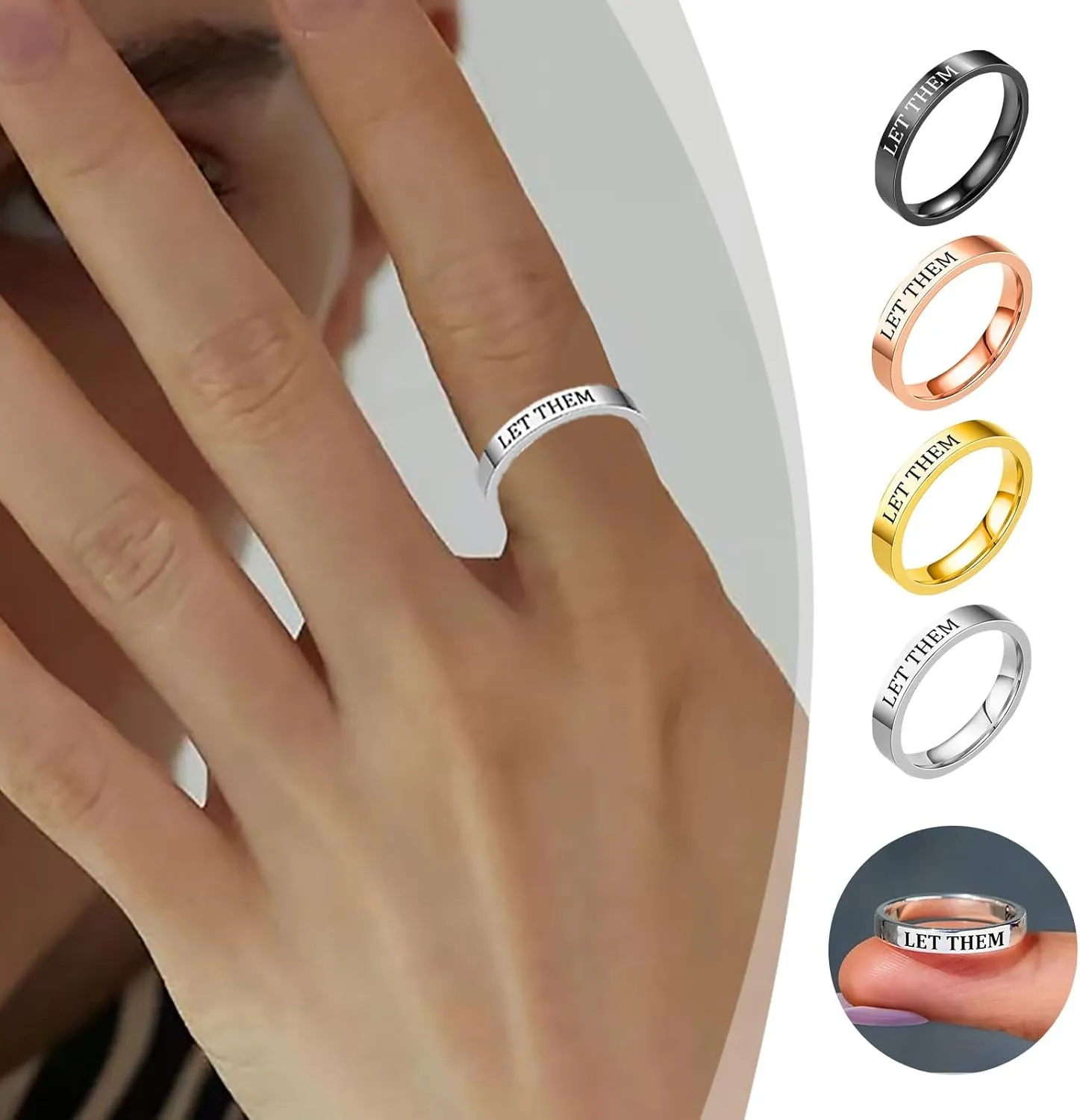 FashionStainless Steel Wedding Bands for Women,Chunky Stackable Ring Silver Statement Promise Jewelry Ring