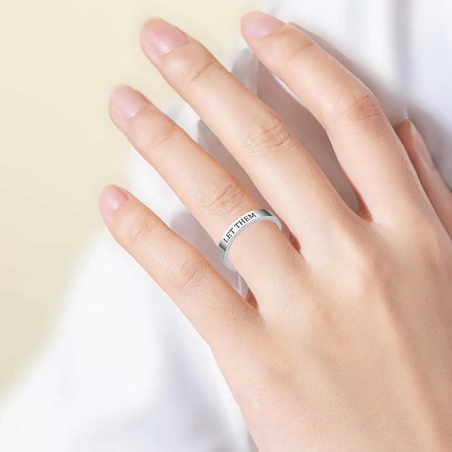 FashionStainless Steel Wedding Bands for Women,Chunky Stackable Ring Silver Statement Promise Jewelry Ring