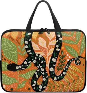 Floral Snake Laptop Handbag Waterproof Tablet Business Carrying Handbag for Women Men Fashion Tablet Business Carrying Bag