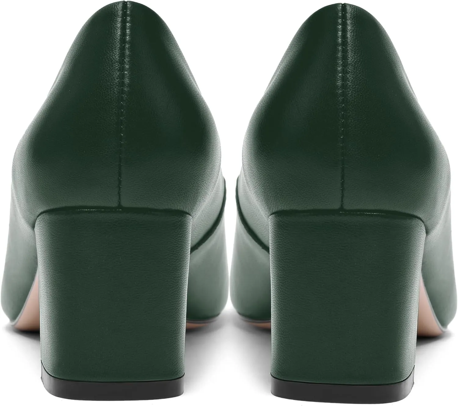 FOGEENA Womens Casual Matte Leather Round Toe Office Comfortable Slip On Chunky Low Heel Pumps Dressy Shoes 2.2 Inch