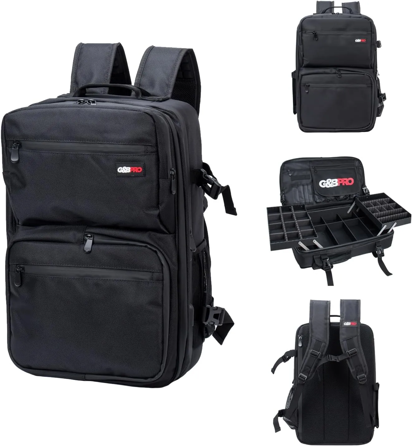 G&BPRO Full Size Backpack with Extending Tray System | All-in-one Mobile Workstation Travel Bag (Black)