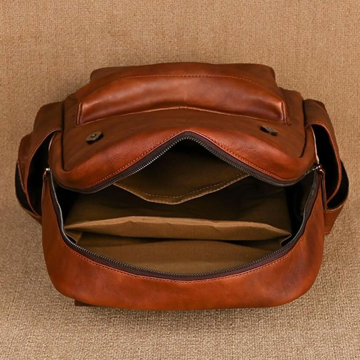 Genuine Leather Backpacks Mens Laptop Bags Briefcases Travel Bags Casual Daypack Computers Bags Bookbags(Brown-2)