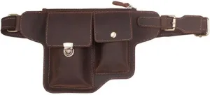Genuine Leather Fanny Pack Waist Bag Small Size 4x2.4x6.3 inches Belt Phone Pouch Bag for Men Vintage Travel Waist Pack (Color : A) (A)