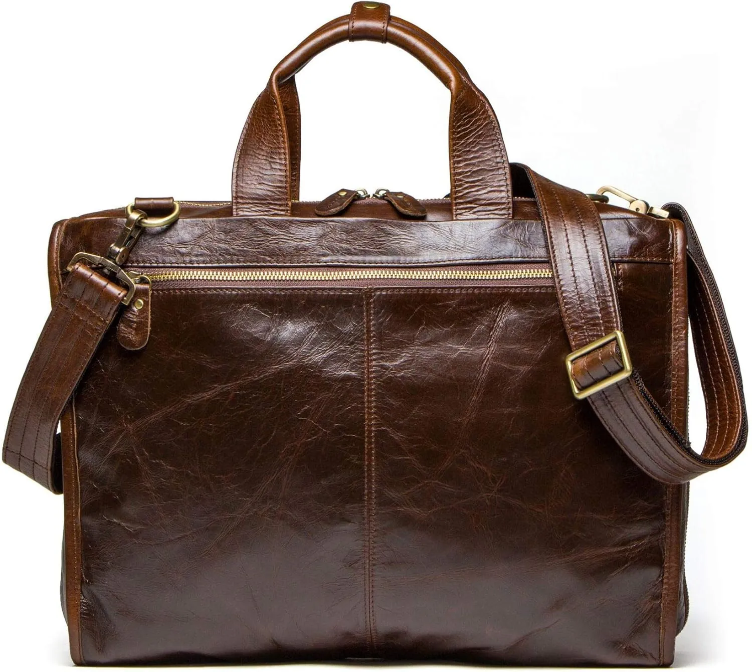 Genuine Leather Mens Business Briefcase, Casual Bags Mens One Shoulder Messenger Laptop Bag, ID Bag, Tablet Bag