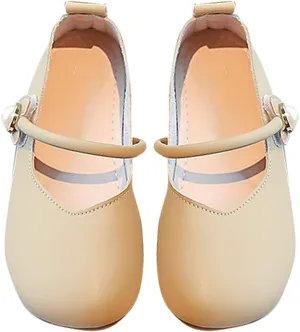 Girls Wedding Flat Solid Flower Mary Jane Dress Shoes Square Toe Ballet Soft Sole Slip On Flat for Part School