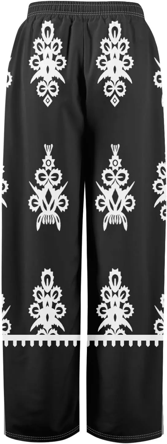 GOFULY Wide Leg Pants Woman Summer High Waisted Beach Ethnic FloralPrint Pants Pockets Drawstring Elastic Waist 2025 Clothes