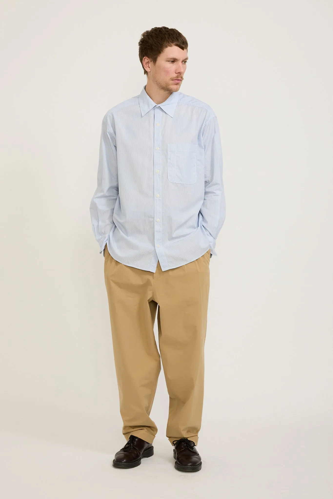GOOD BASICS | Oversized Fit Shirt White/Denim Blue