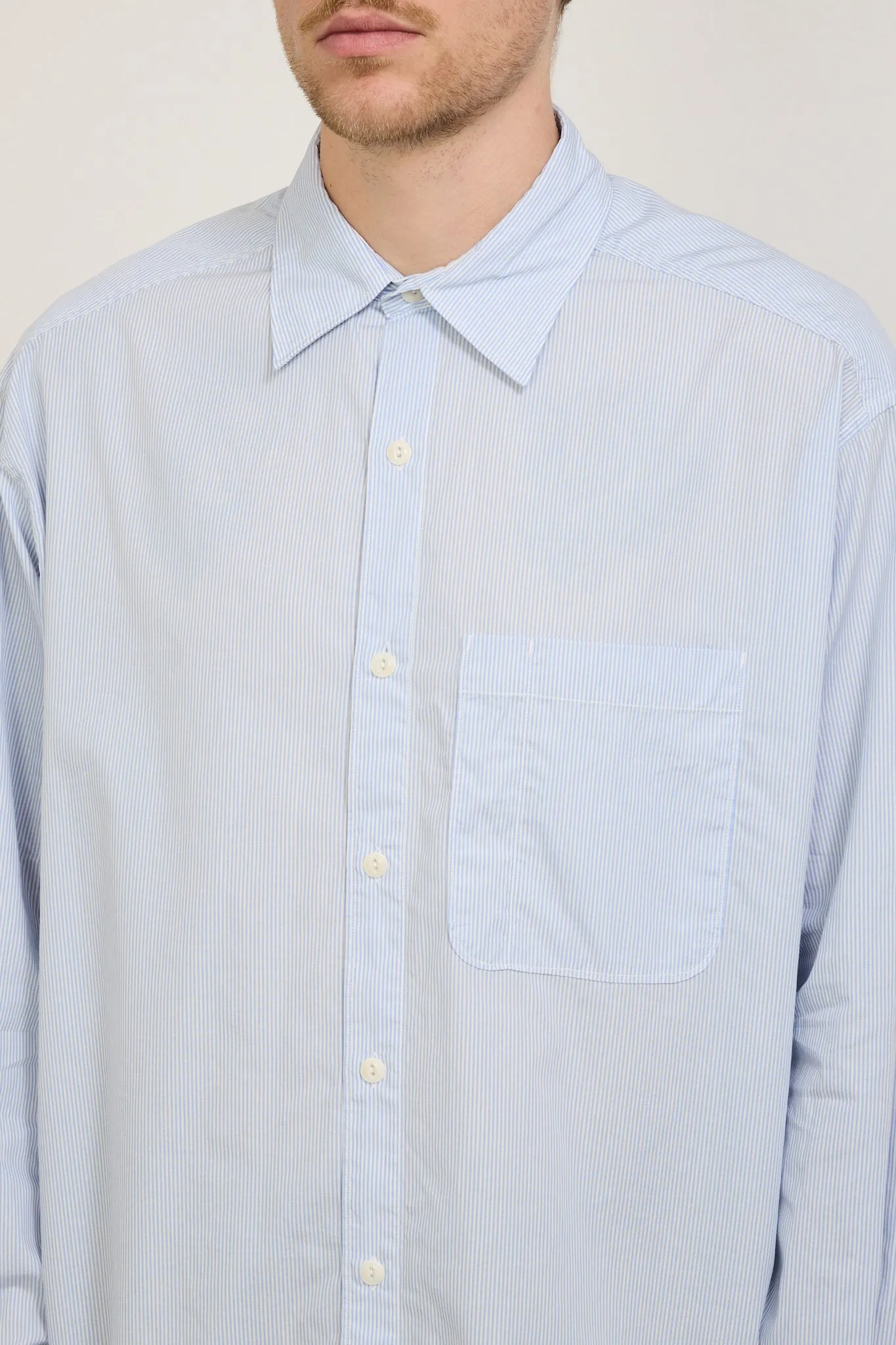 GOOD BASICS | Oversized Fit Shirt White/Denim Blue