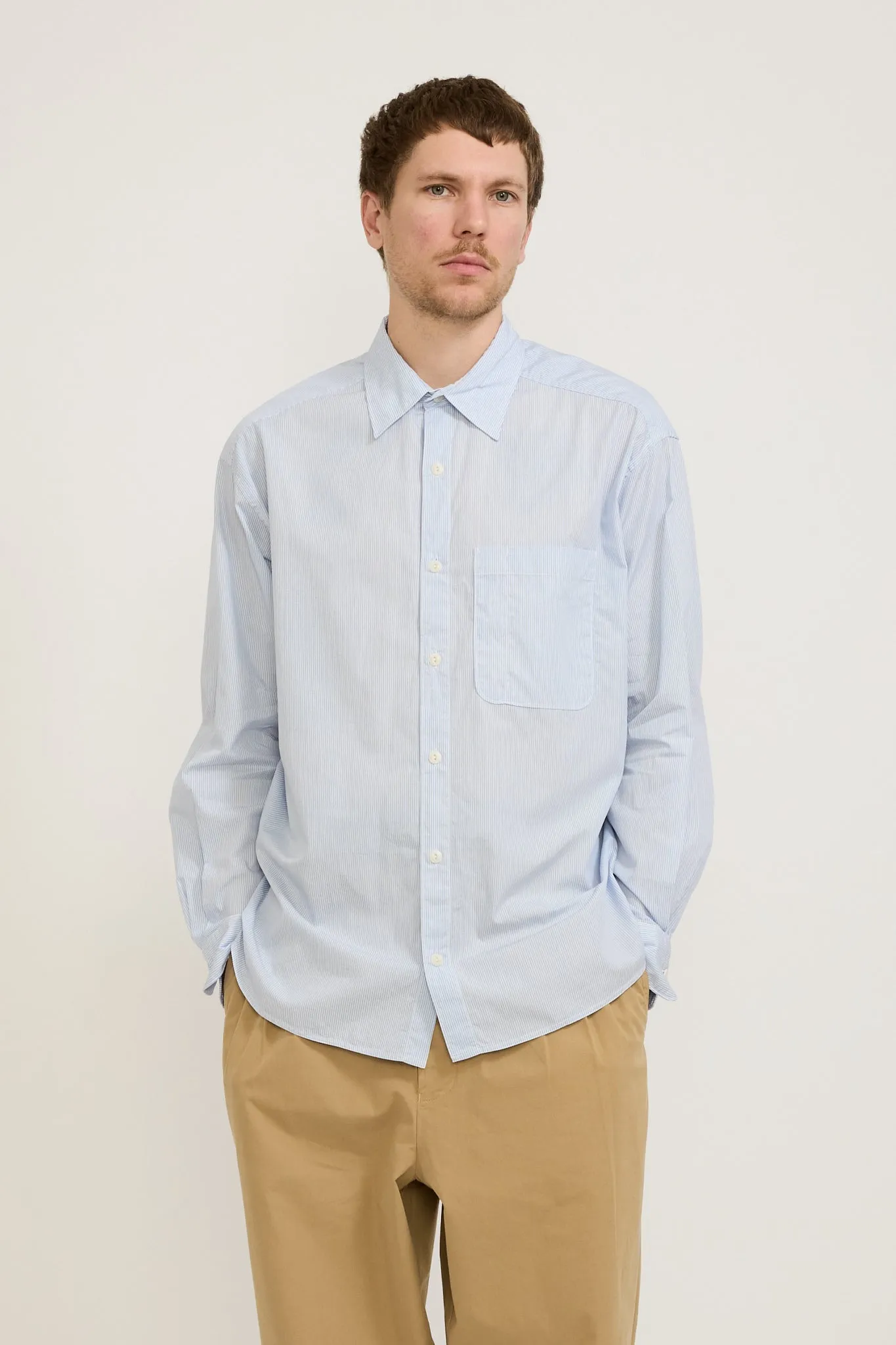 GOOD BASICS | Oversized Fit Shirt White/Denim Blue