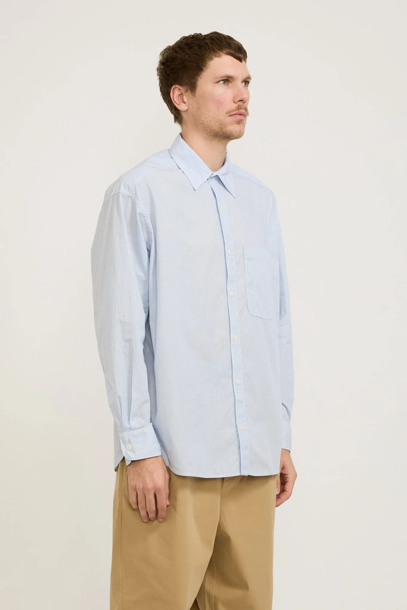 GOOD BASICS | Oversized Fit Shirt White/Denim Blue