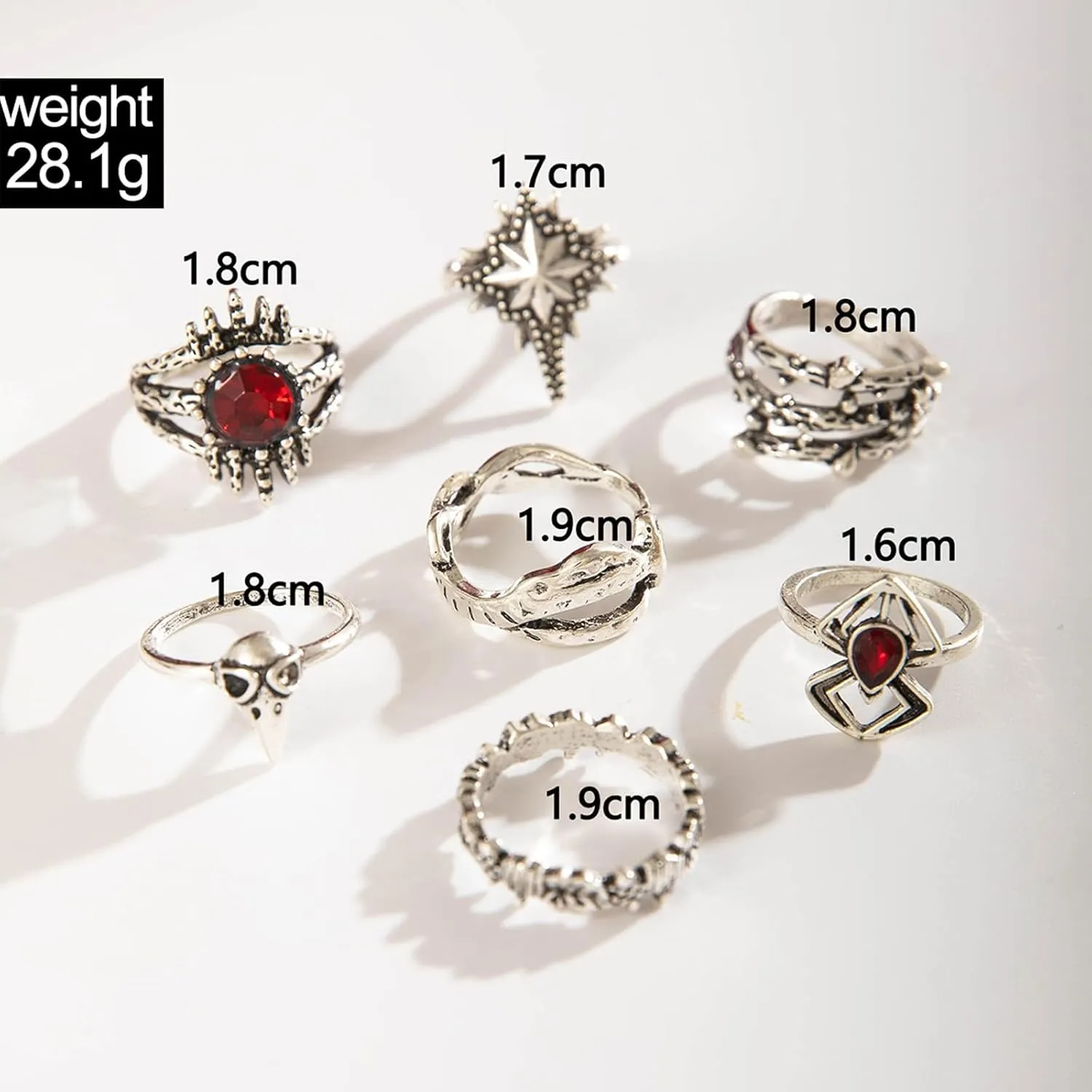 Gothic Stackable Ring Snake Knuckle Rings for Women Halloween Stacking Snake Spider Skull Heart Bat Flower Midi Ring Pack