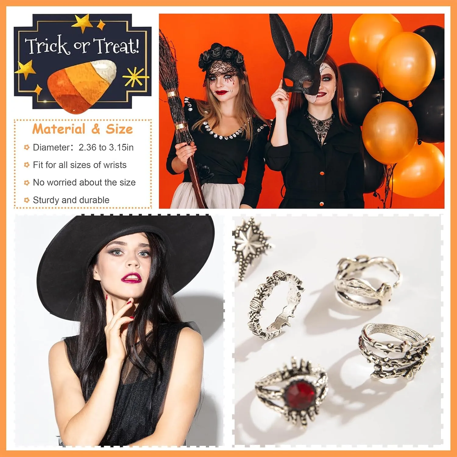 Gothic Stackable Ring Snake Knuckle Rings for Women Halloween Stacking Snake Spider Skull Heart Bat Flower Midi Ring Pack