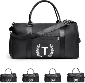 Gym and Travel Duffle Bag, Multi-colored, T, Nylon, Water Resistant, 13x16x11 inches, 4 Compartments, Zipper Closure, Web Handle, Adjustable Strap, Perfect for Gym, Travel, Gift