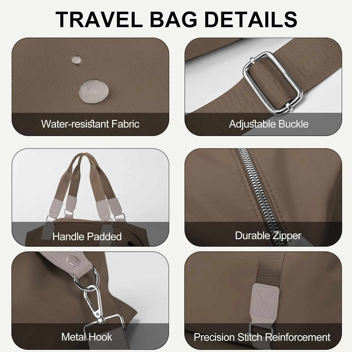 Gym Bag for Women Weekender Carry on Bag Dance Yoga Tote Bag Travel Duffle Personal Item Bag with Wet Pocket Toiletry Makeup Bag for Men Sport Trips Hospital Black Khaki