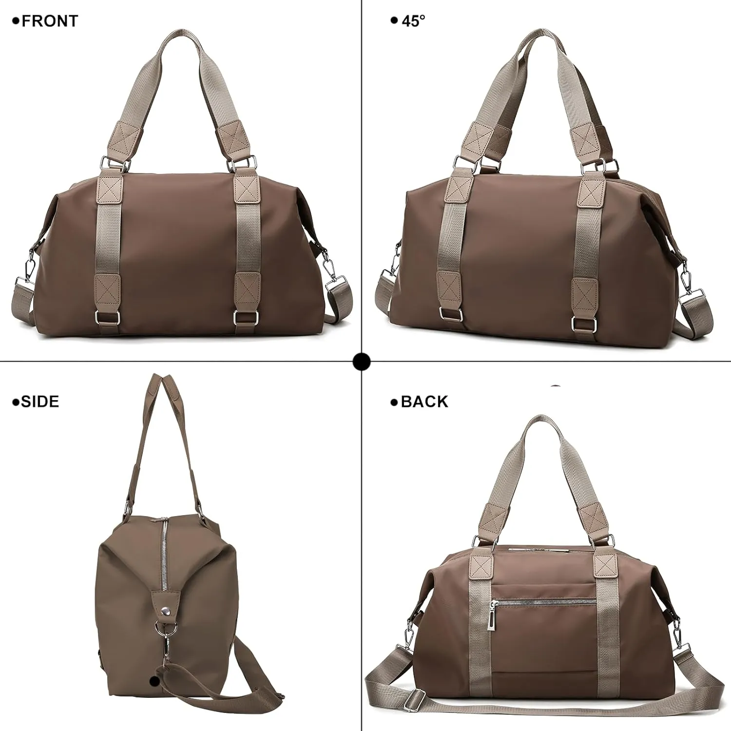 Gym Bag for Women Weekender Carry on Bag Dance Yoga Tote Bag Travel Duffle Personal Item Bag with Wet Pocket Toiletry Makeup Bag for Men Sport Trips Hospital Black Khaki
