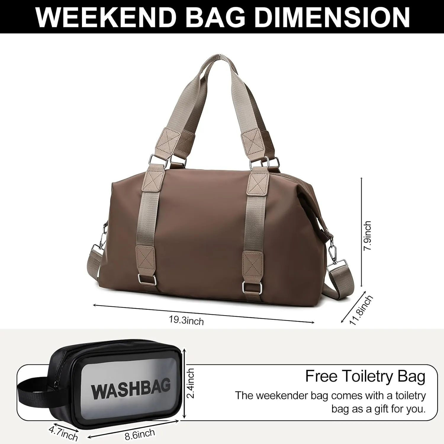 Gym Bag for Women Weekender Carry on Bag Dance Yoga Tote Bag Travel Duffle Personal Item Bag with Wet Pocket Toiletry Makeup Bag for Men Sport Trips Hospital Black Khaki