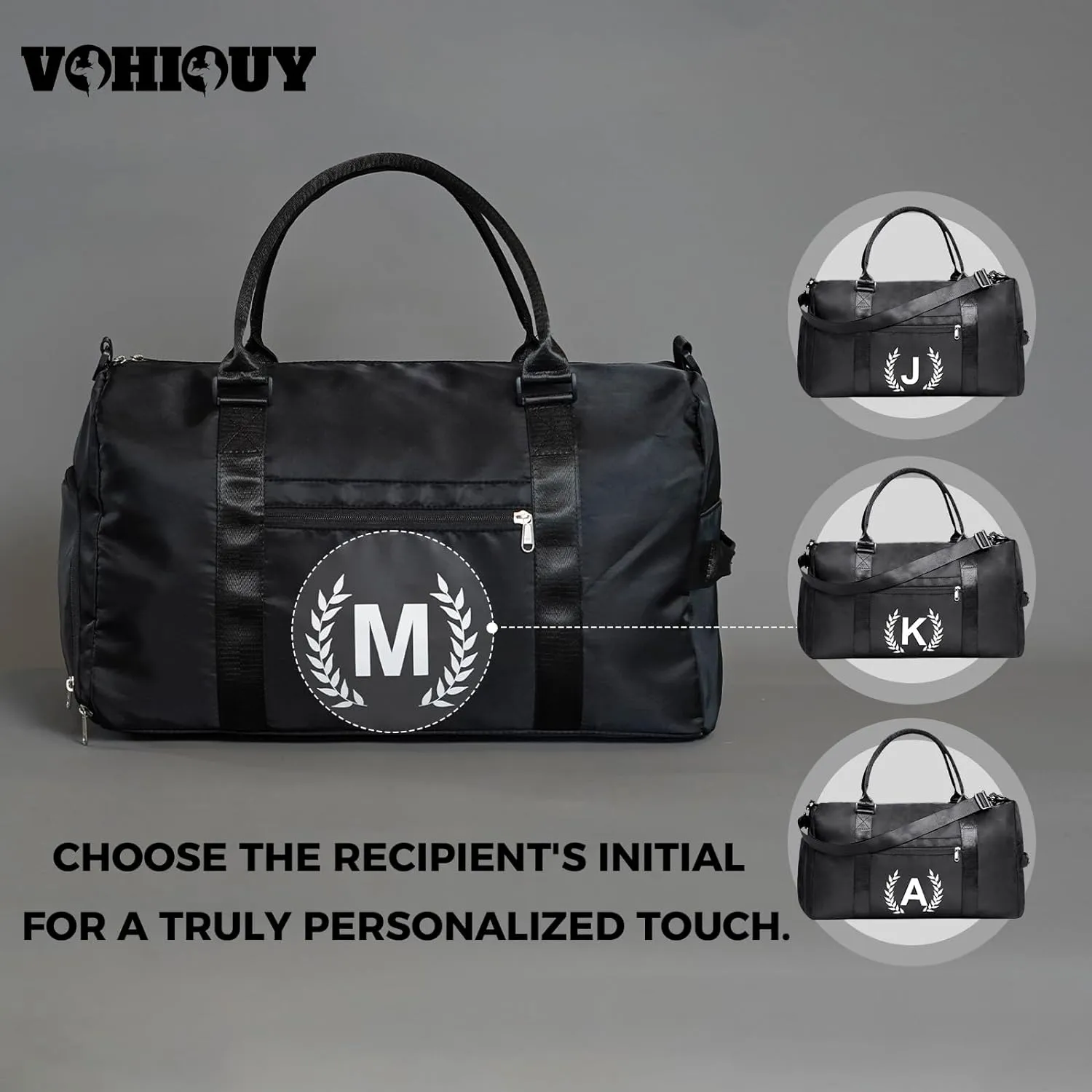 Gym Bag with Shoe Compartment - Personalized Monogrammed Duffle for Sports, Travel, and Workout with Initials Dark Green