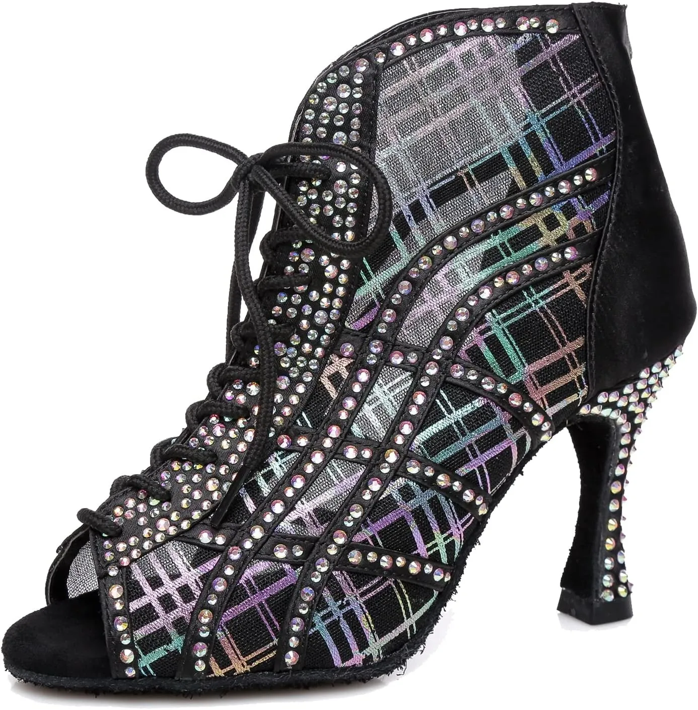 Hanfike Womens Peep Toe Boot Heels Mesh Summer Booties Sandals