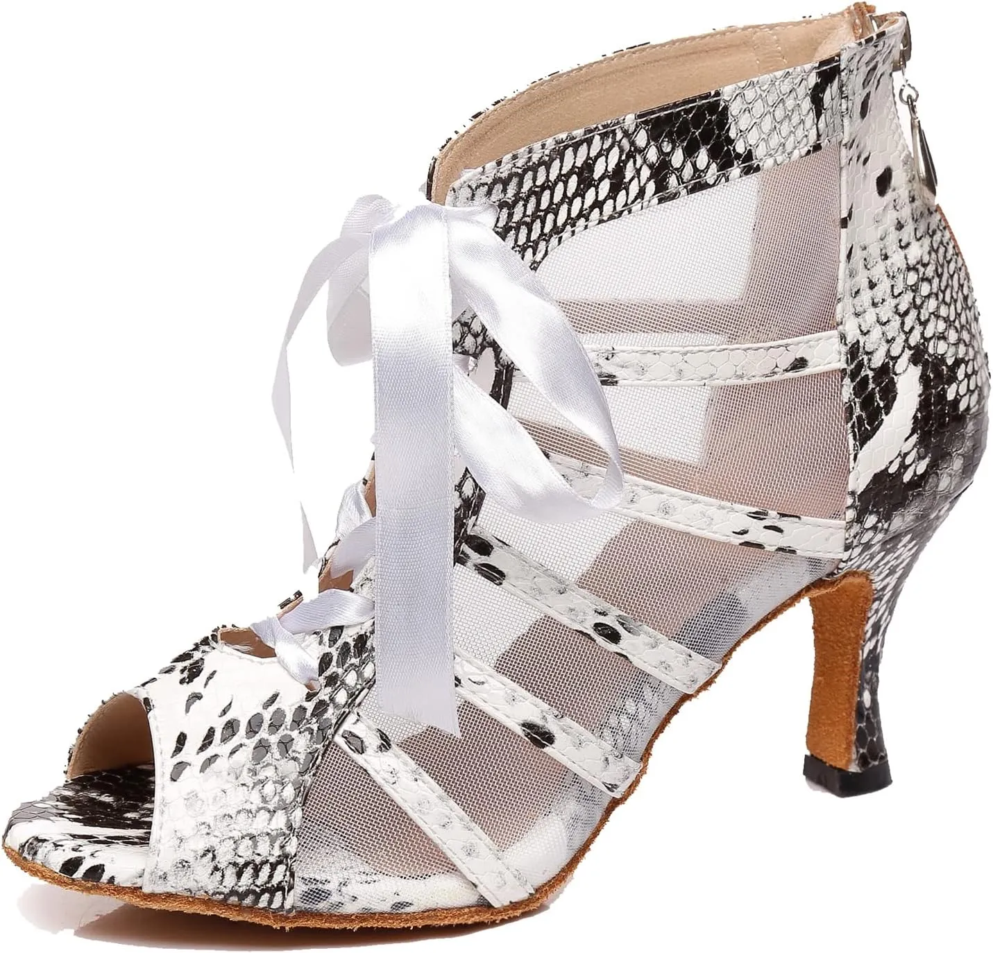 Hanfike Womens Peep Toe Boot Heels Mesh Summer Booties Sandals
