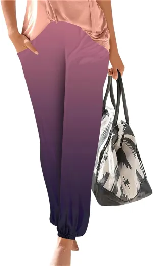 Harem Pants for Women Loose Fit Tie Dye Beach Pants Casual Dressy Pockets Elastic High Waisted Summer Trousers Lounge