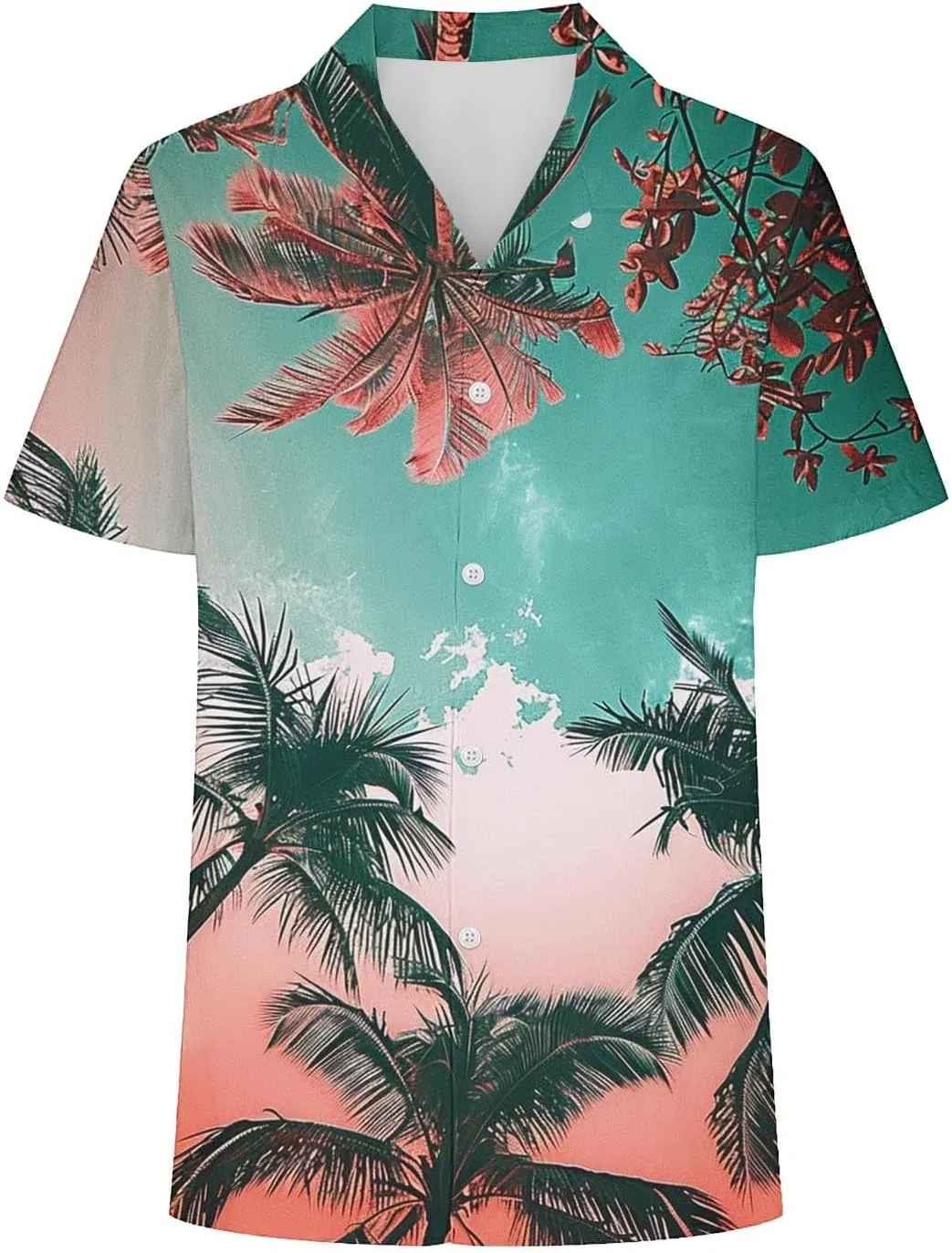Hawaiian Shirts for Women Beach Vacation Outfits Tropical Print Short Sleeve Blouse Button Collared Tops 2025 Summer