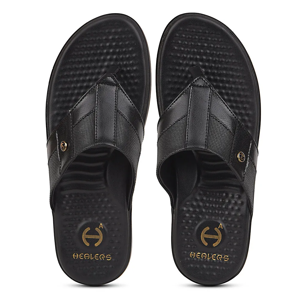 Healers Black Casual Slipper For Men SOFTER-2 By Liberty