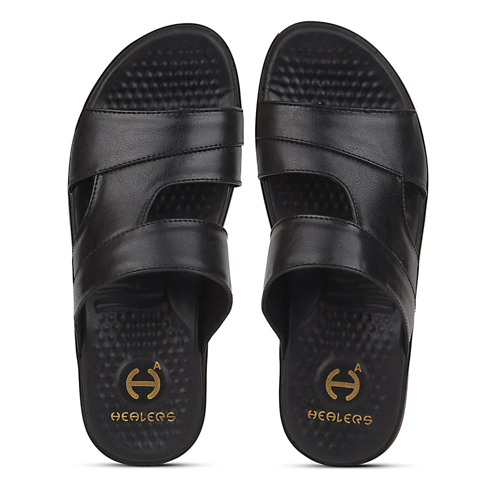 Healers Black Casual Slipper For Men SOFTER-3 By Liberty