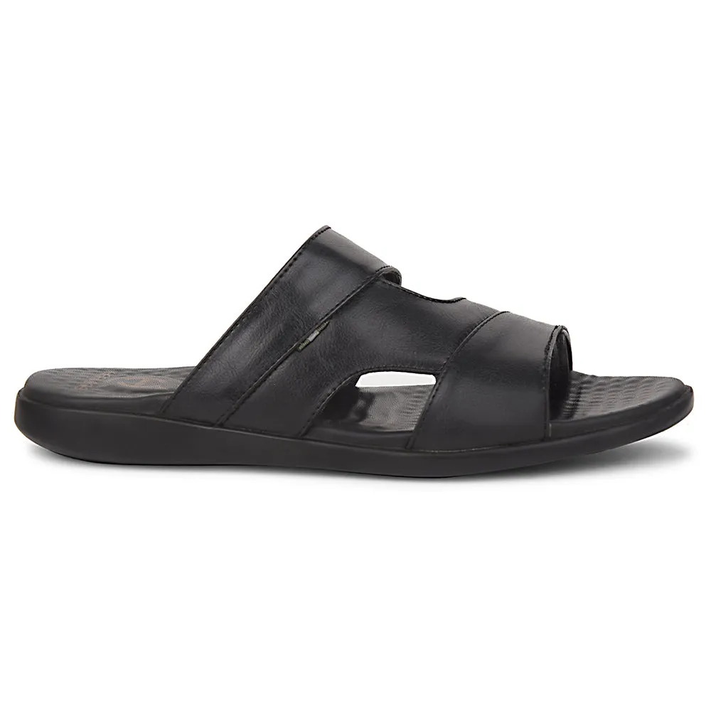 Healers Black Casual Slipper For Men SOFTER-3 By Liberty