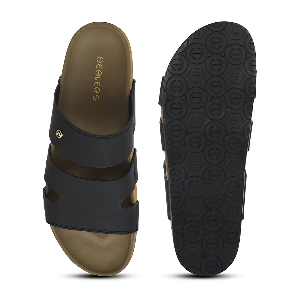 Healers Black Casual Slipper For Mens AOL-5 By Liberty