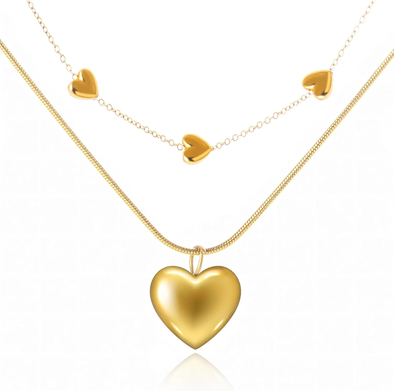 Heart Chain Necklaces Gold Heart Necklaces Layered Stainless Steel Jewelry Choker Pendant Necklace Heart Necklace for Women