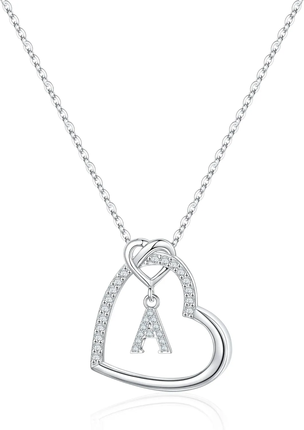 Heart Necklaces for Women Girls - S925 Sterling Silver Heart Initial Necklaces for Women Girls Jewelry Letter Necklaces for Teen Girls Gifts Birthday Gifts for Her Mom Wife Girlfriend