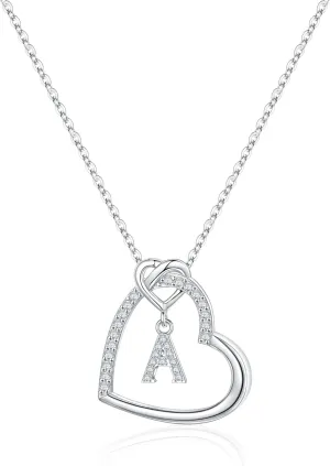 Heart Necklaces for Women Girls - S925 Sterling Silver Heart Initial Necklaces for Women Girls Jewelry Letter Necklaces for Teen Girls Gifts Birthday Gifts for Her Mom Wife Girlfriend