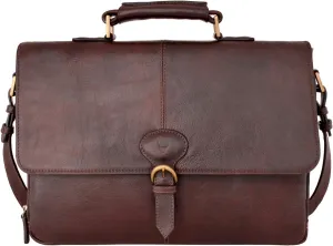 HIDESIGN Parker Leather Medium Briefcase, One Size, Brown