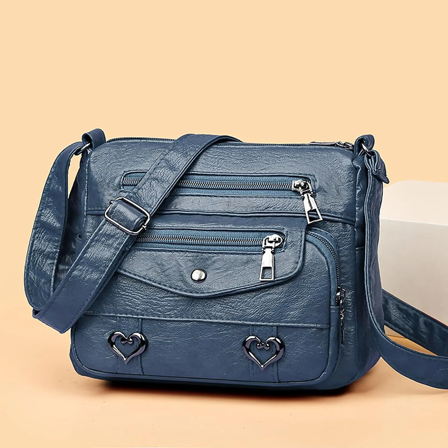 Hobo Crossbody Bags for Women Cute Hobo Tote Handbags Mini Clutch Purses with Zipper Closure Small Makeup Bag(Blue)