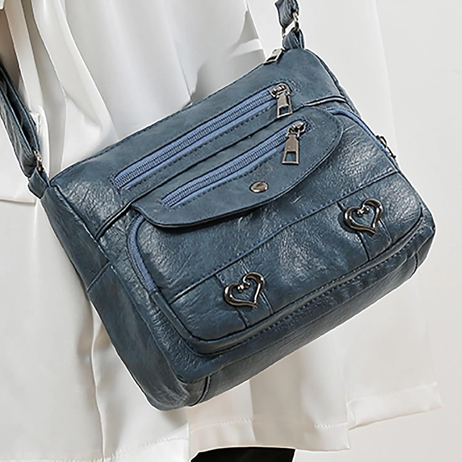 Hobo Crossbody Bags for Women Cute Hobo Tote Handbags Mini Clutch Purses with Zipper Closure Small Makeup Bag(Blue)