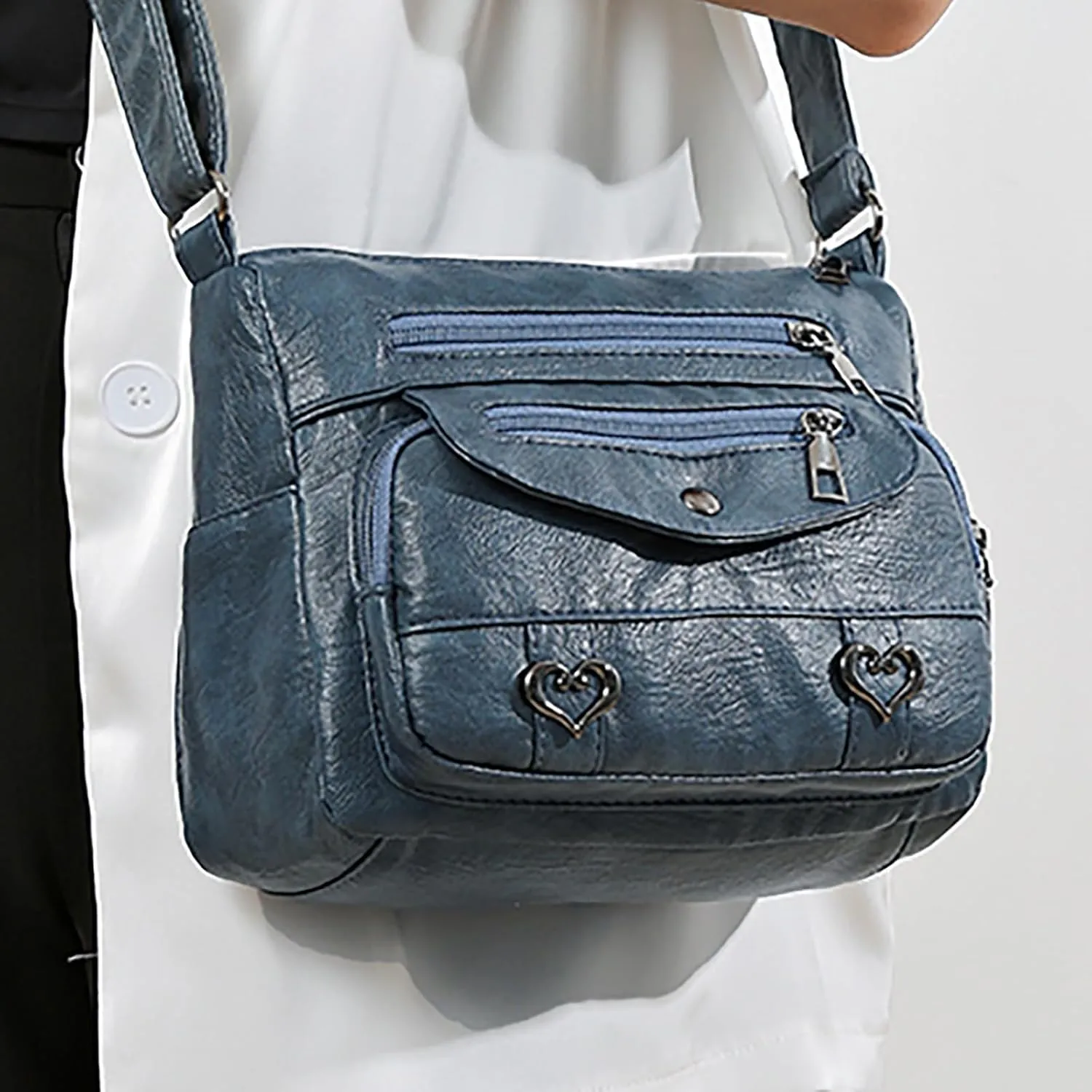 Hobo Crossbody Bags for Women Cute Hobo Tote Handbags Mini Clutch Purses with Zipper Closure Small Makeup Bag(Blue)