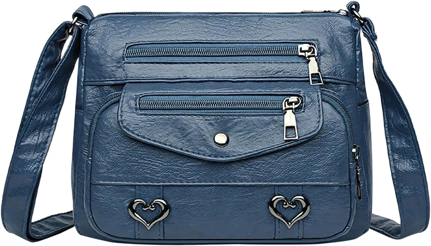 Hobo Crossbody Bags for Women Cute Hobo Tote Handbags Mini Clutch Purses with Zipper Closure Small Makeup Bag(Blue)